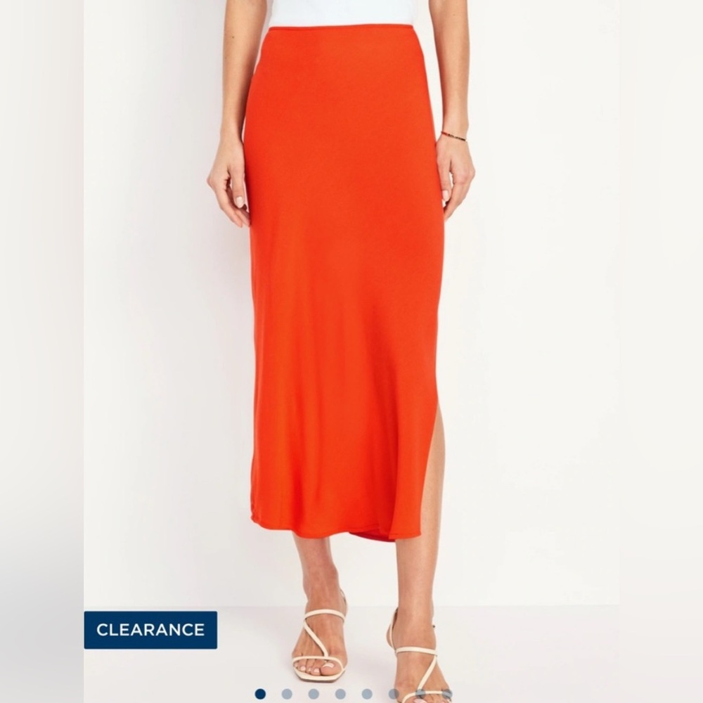 Old navy XS PETITE Orange Red Women's midi Slip Skirt